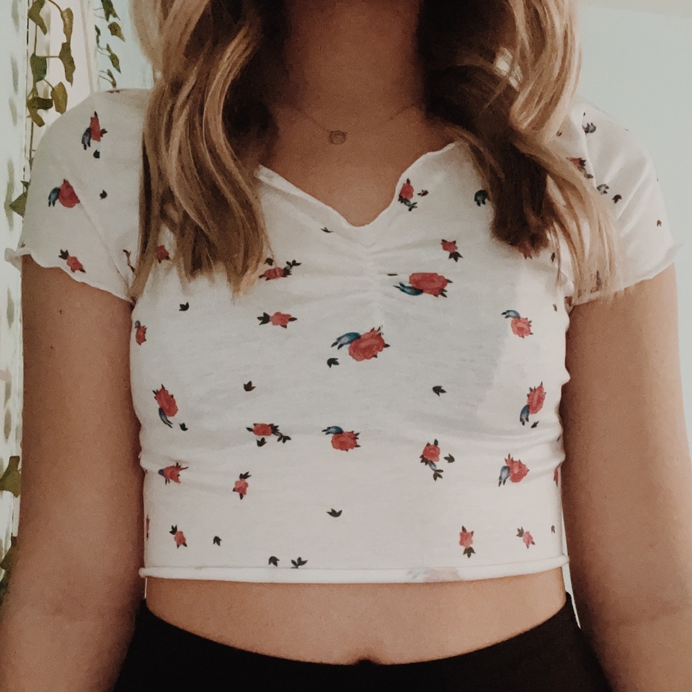 flower printed crop top